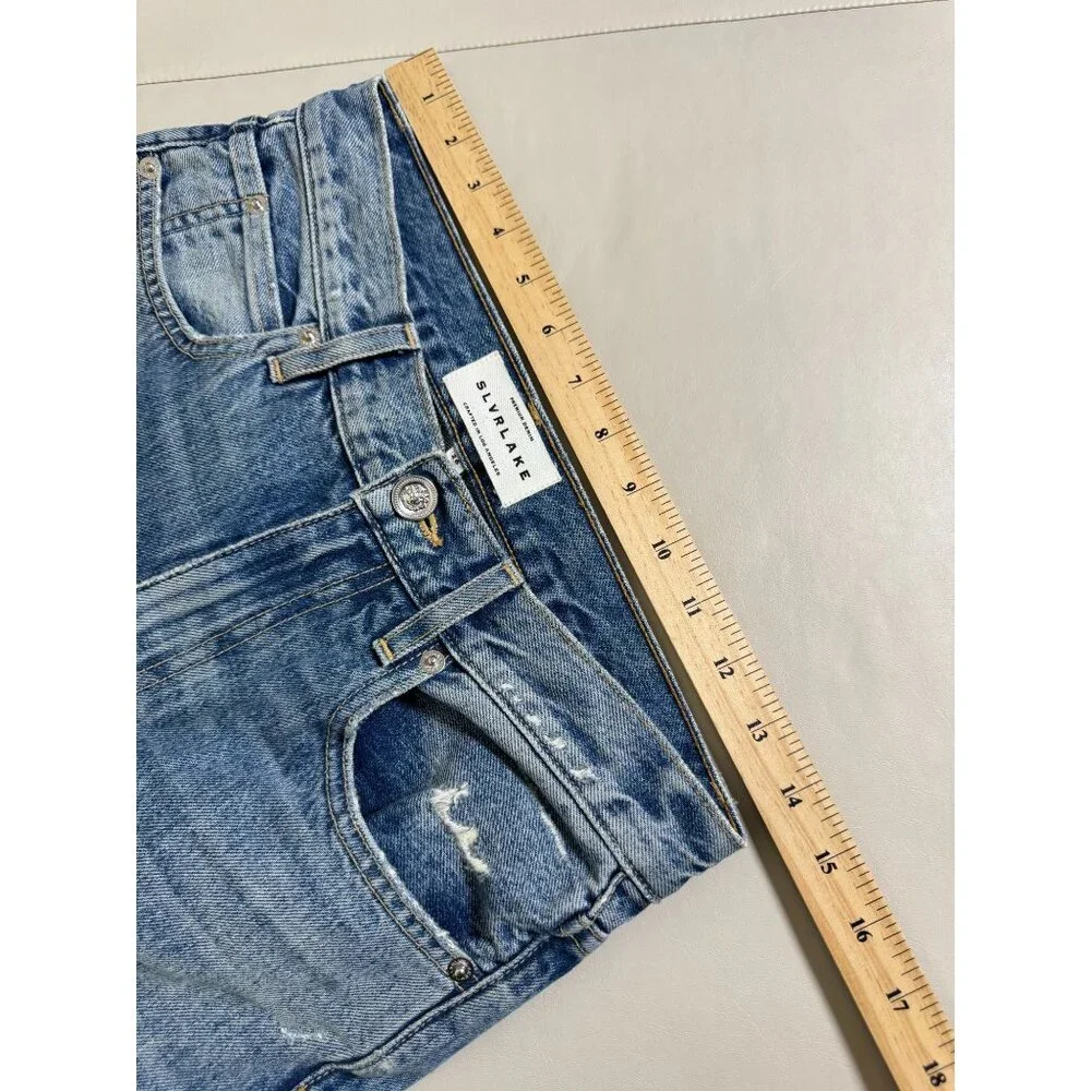 Slvrlake Roxy Jeans Women Size 26 Blue Denim Distressed High Rise Casual Cotton - Picture 7 of 16